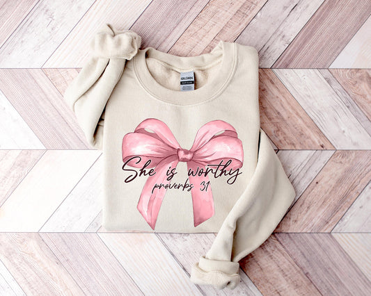 She Is Worthy - Proverbs 31 Sweatshirt