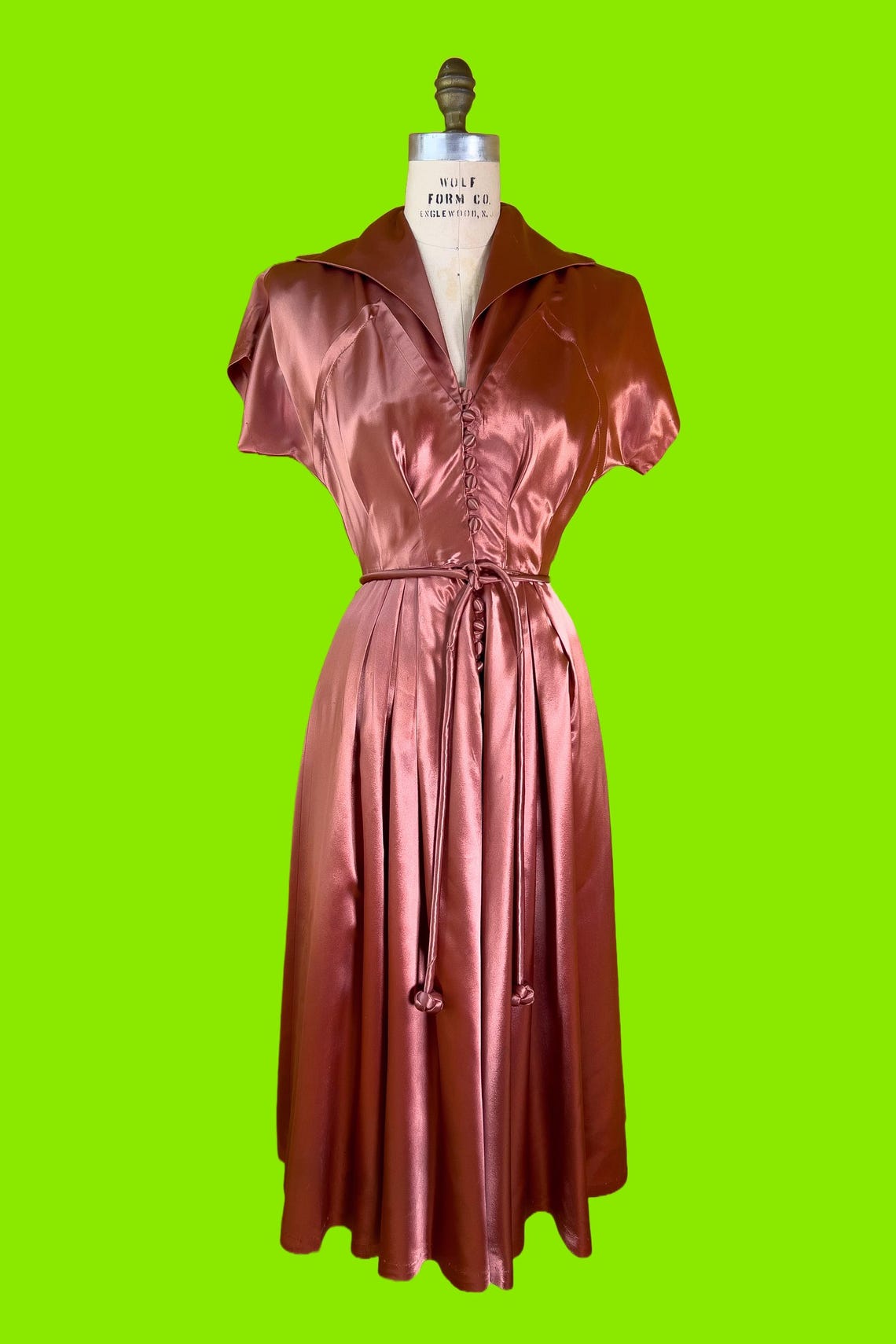 1950s Copper Satin Cocktail Dress