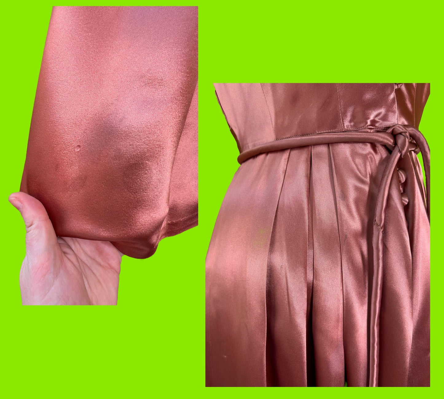 1950s Copper Satin Cocktail Dress