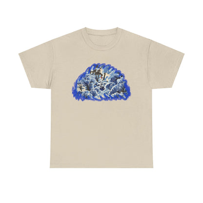 Blue Ocean Waves Japanese Tee