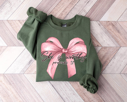 She Is Worthy - Proverbs 31 Sweatshirt