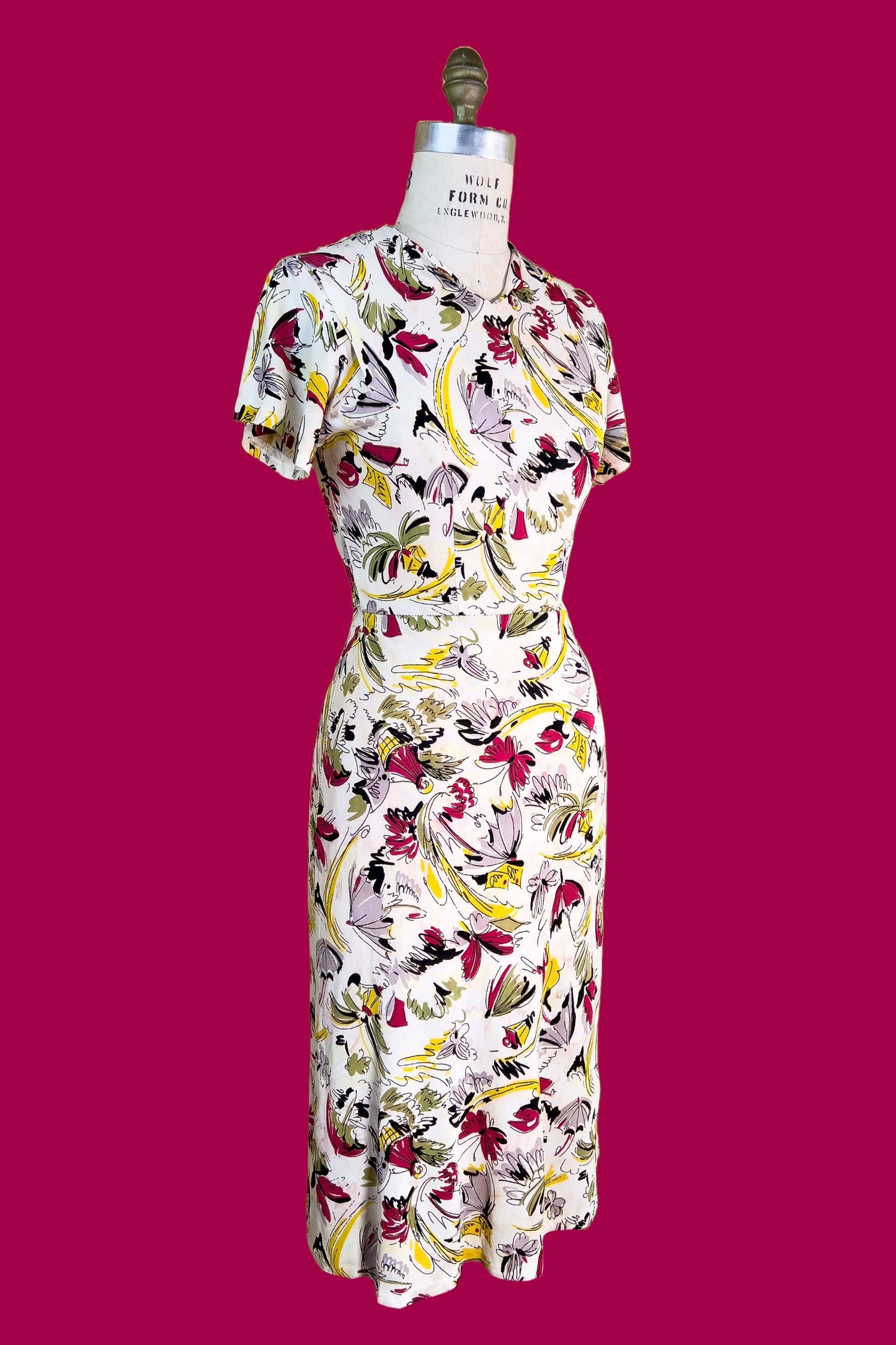 1940s Rayon Umbrella Dress