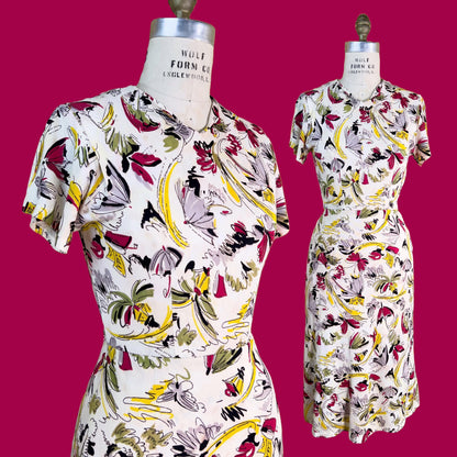 1940s Rayon Umbrella Dress