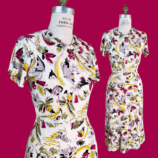 1940s Rayon Umbrella Dress